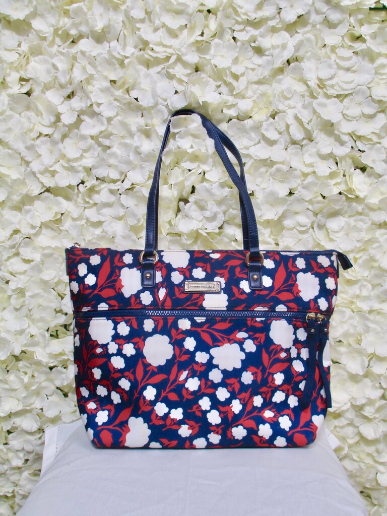 Navy floral tote bag