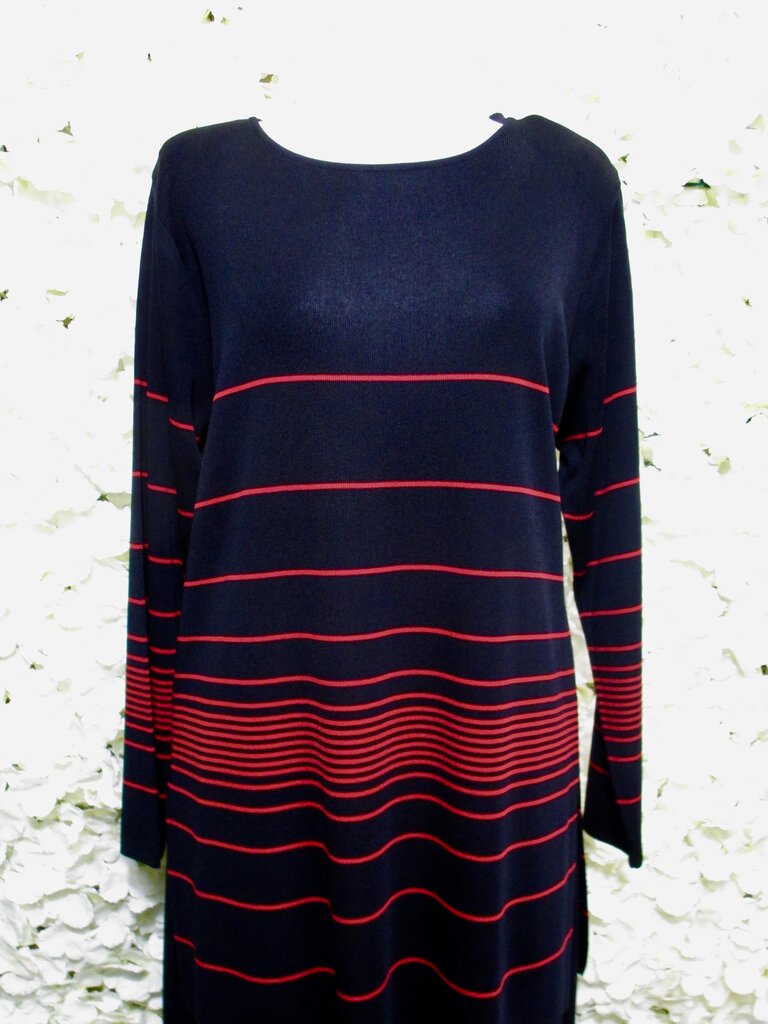 L black knit red striped long sleeve