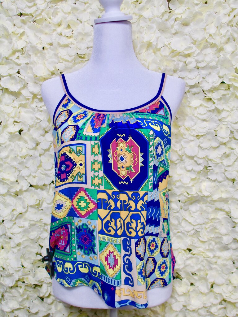 s blue multi tank top