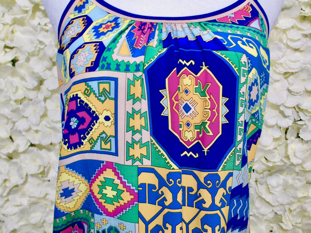 s blue multi tank top