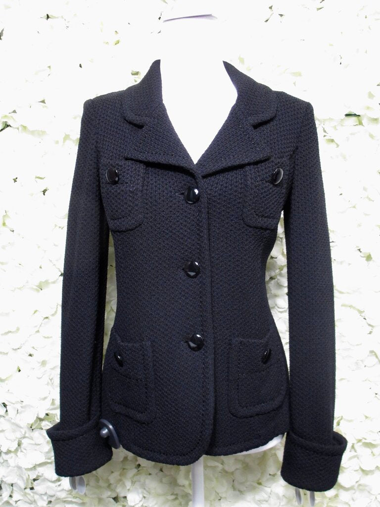 2 basics black caviar knit blazer