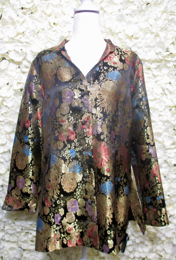 14 black blazer w/ gold embroidered floral