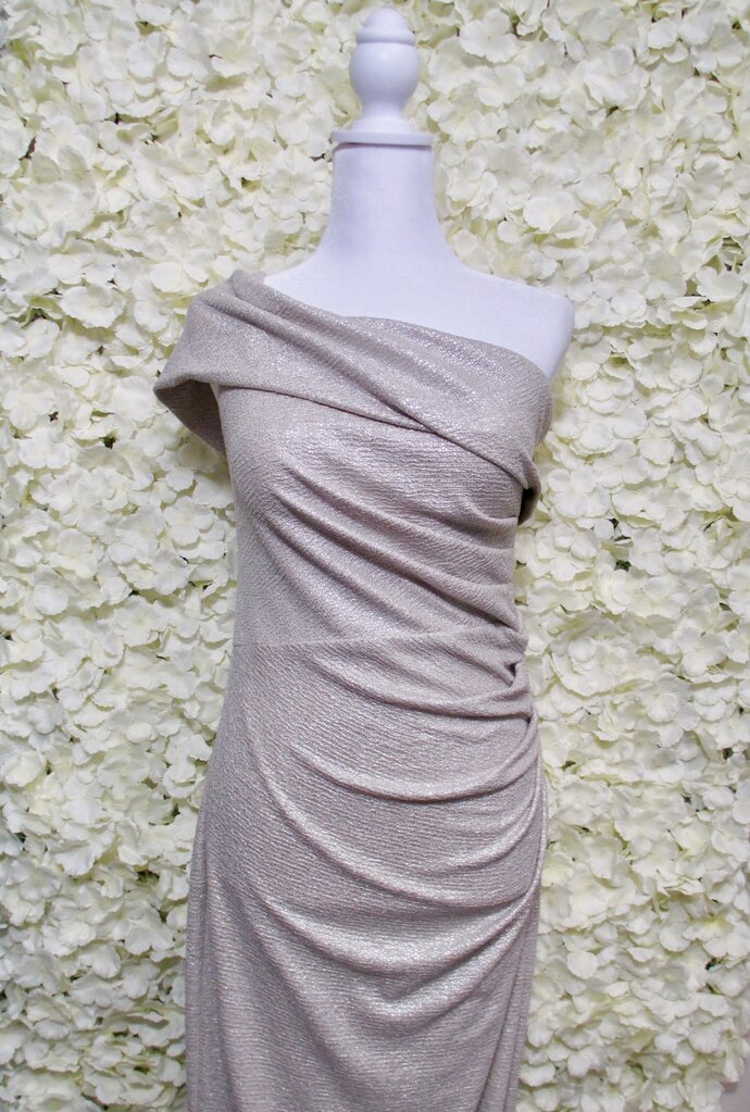 10 cream/gold bandeau maxi dress