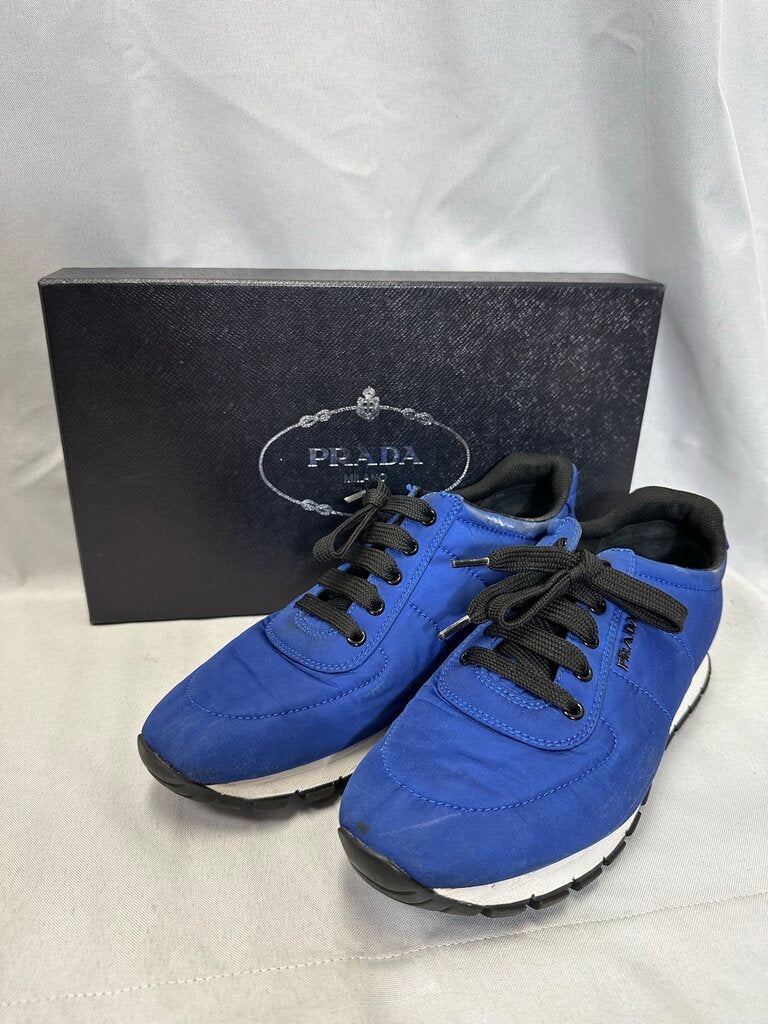 Prada Linea Rossa Blue Nylon Low Top Sneakers