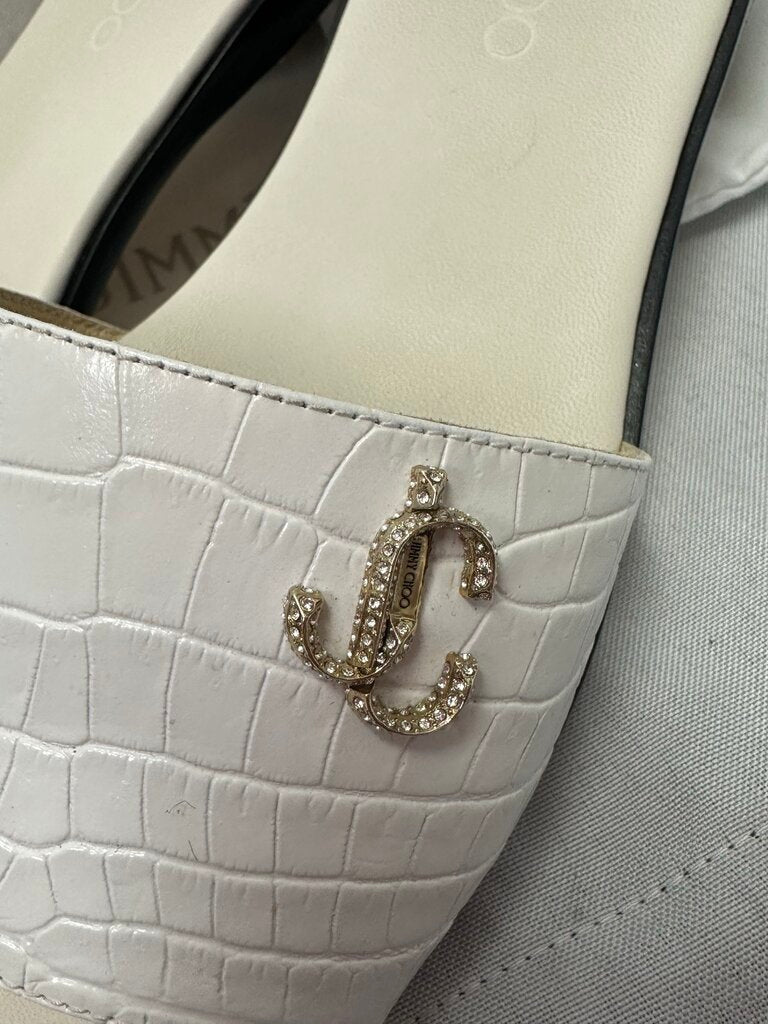 Jimmy Choo White Alligator Sandals