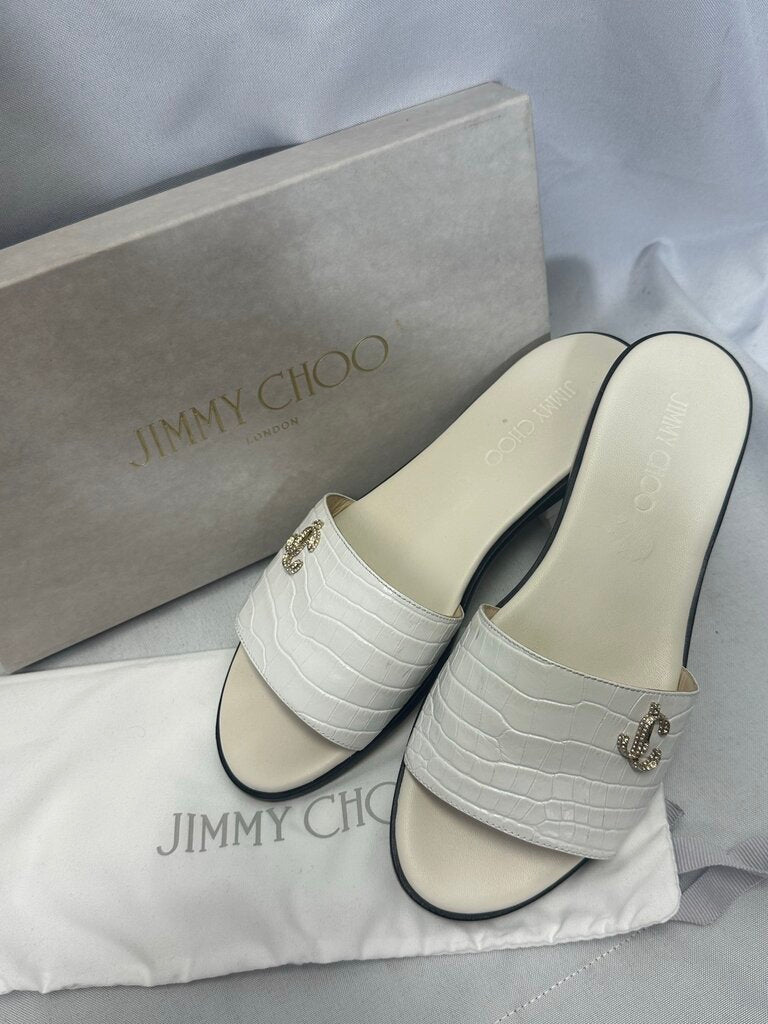 Jimmy Choo White Alligator Sandals