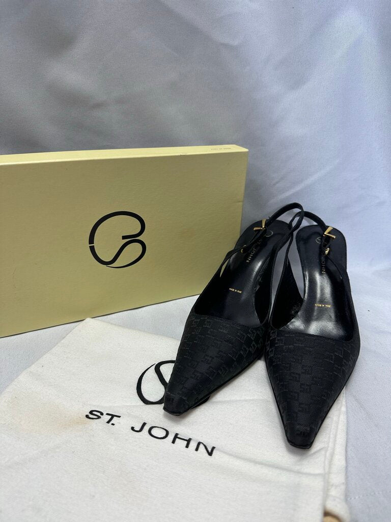 St. John Vintage Black Slingback Heels