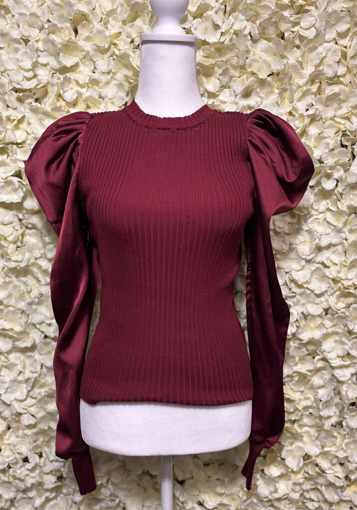 red satin sleeve blouse