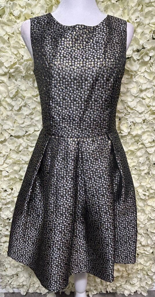 black metallic polka dot dress