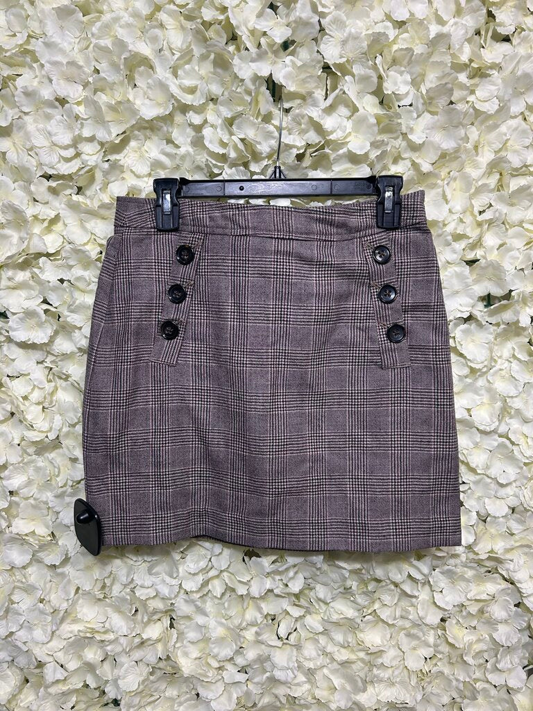 Banana Republic Black & Beige Stripped Skirt with Button Details