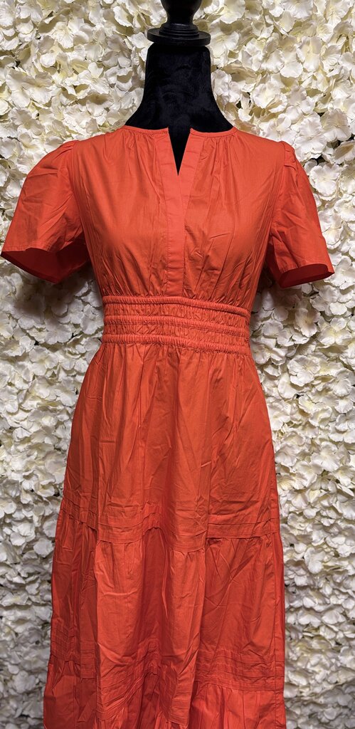 Quince Orange Short Sleeve Long Dress