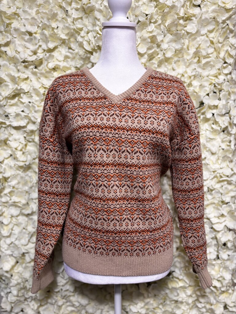 brown beige orange sweater