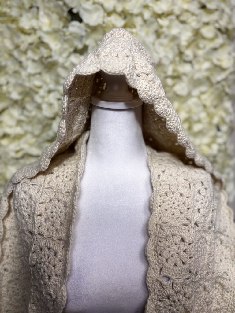 cream hooded scarf