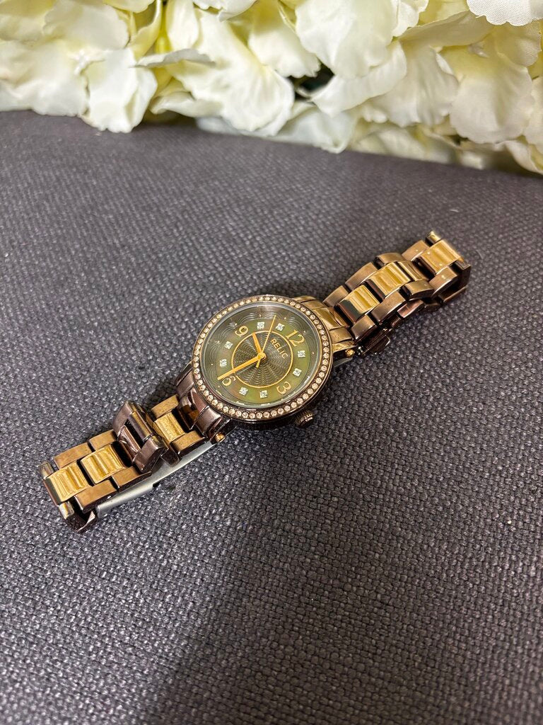 Bronze Women's Watch with Rhinestones