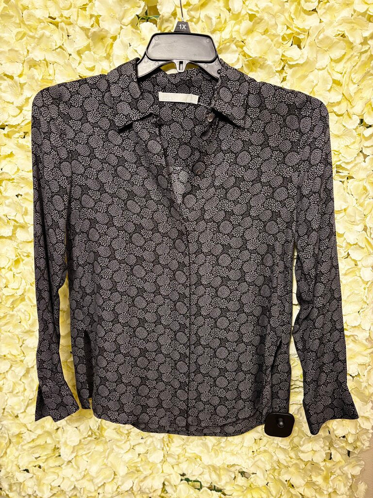 Vince Women's Black Floral Print Button-Up Shirt