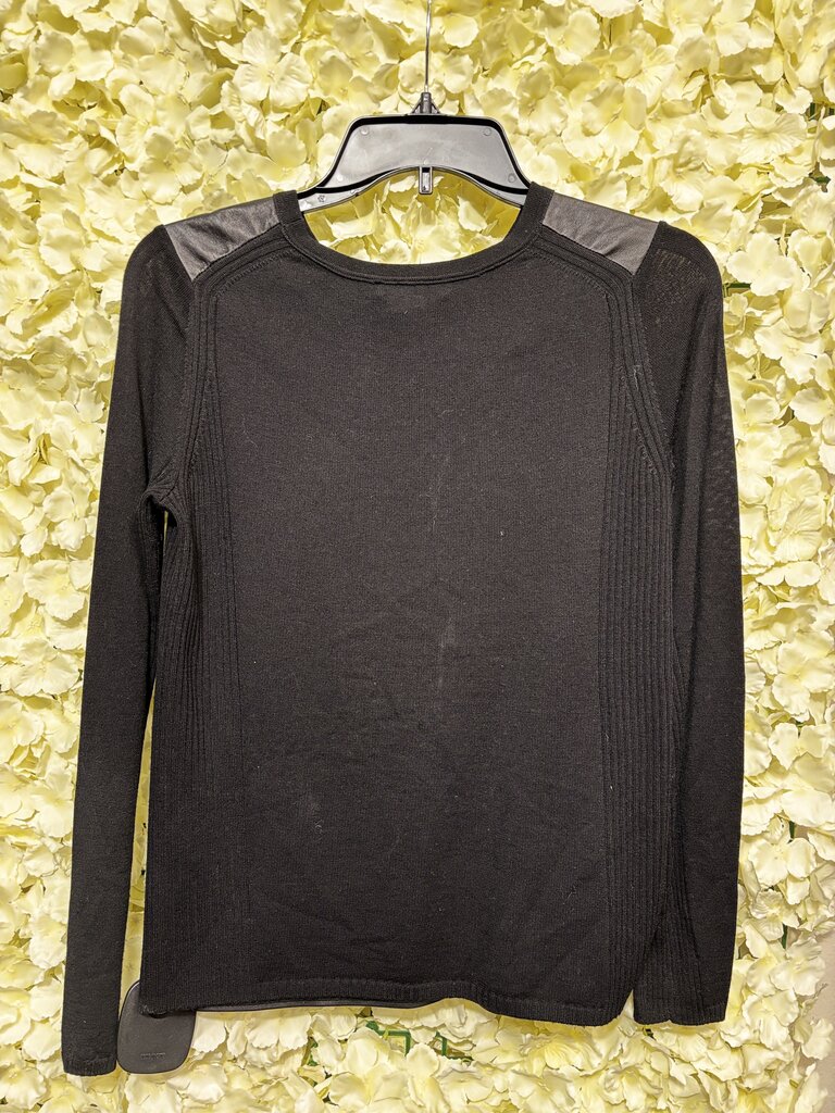 Vince Leather and Knit Long Sleeve Top