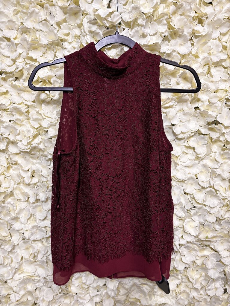 red lace sleeveless blouse