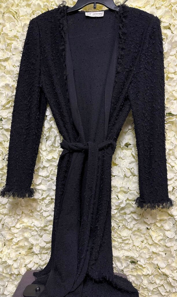St. John Collection Black Knit Cardi Coat