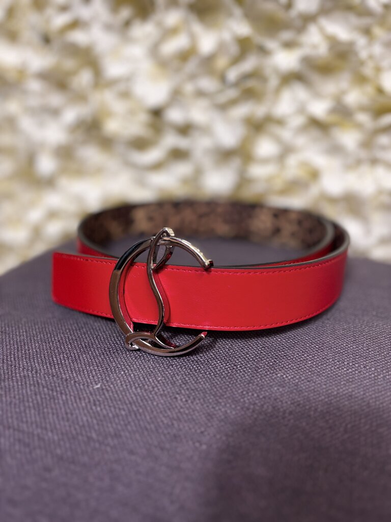 Christian Louboutin Red & Cheetah Print Belt