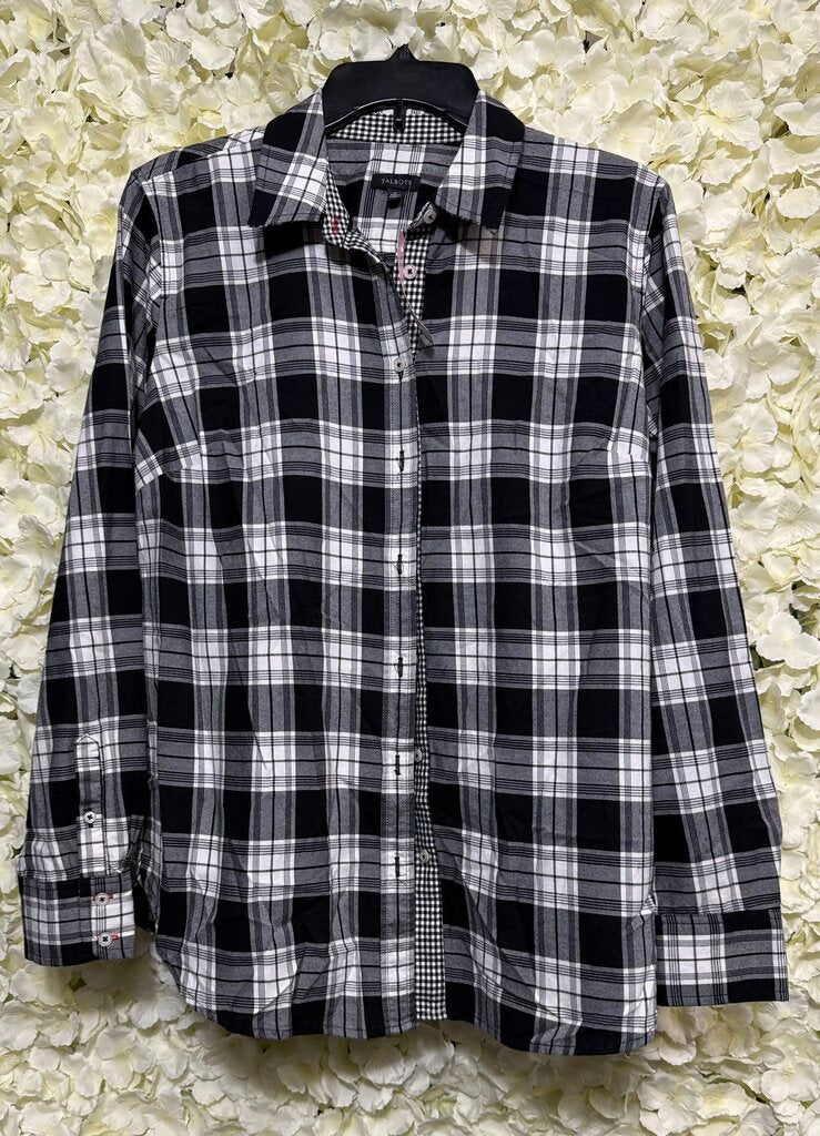 black white plaid button down