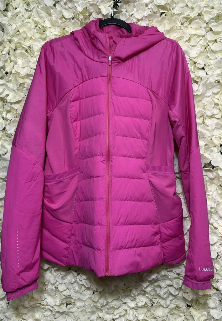 hot pink puffer jacket