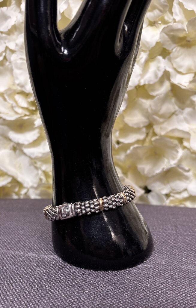 Lagos Gold Station Caviar 9mm Beading bracelet sterling silver & 18K goldK