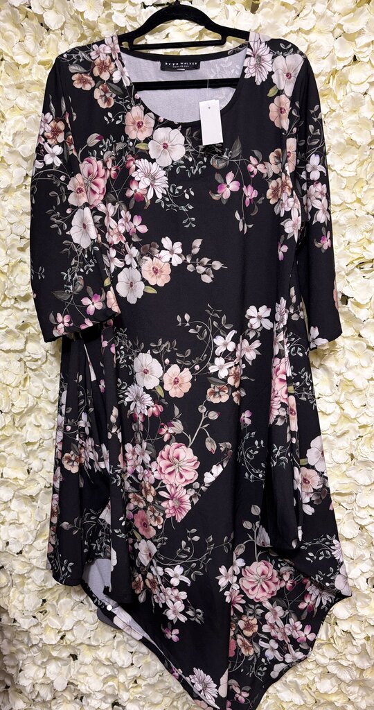 black long sleeve white pink floral