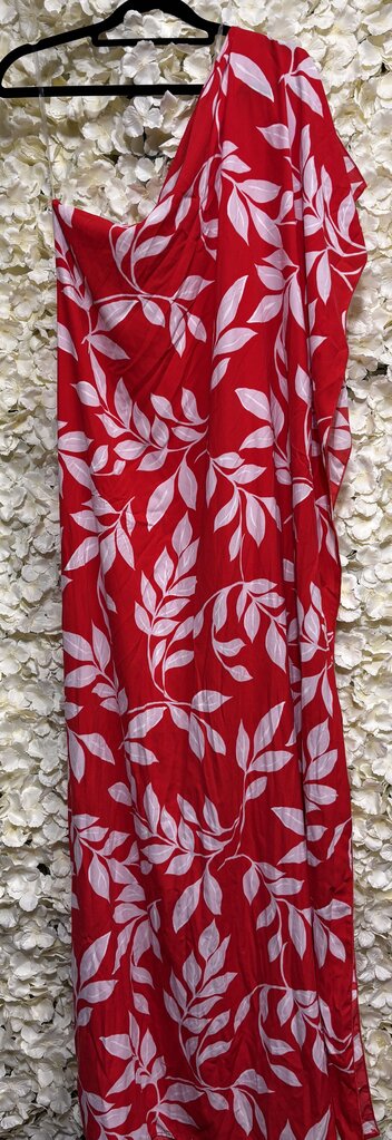orange white leaf one shoulder dress