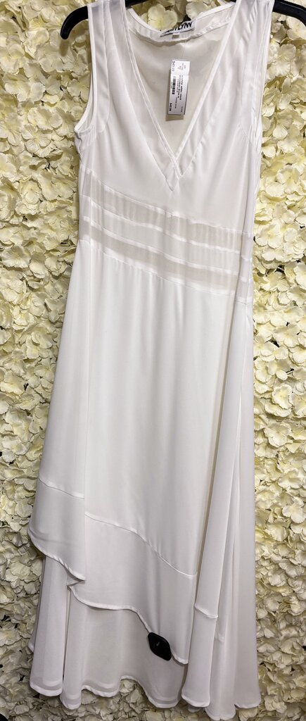 white vneck sleeveless dress