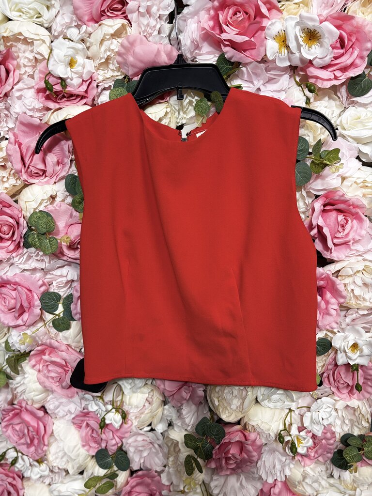 red sleeveless short top