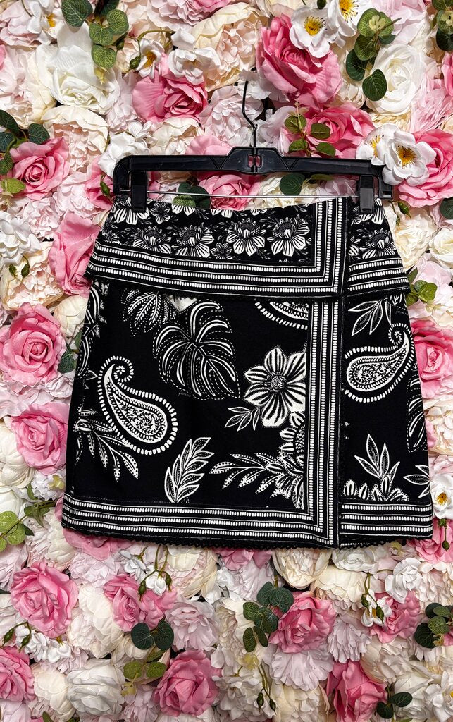 black white paisley skirt