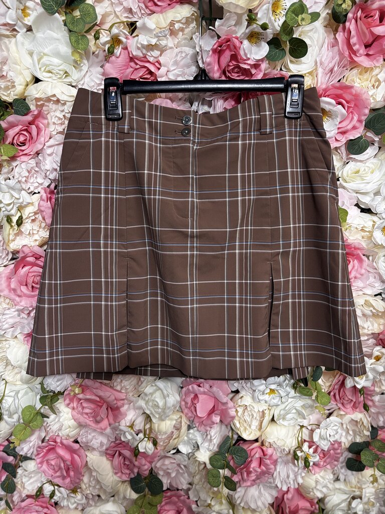 brown plaid golf active skirt