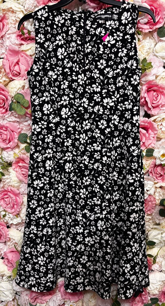 black vneck sleeveless dress white floral