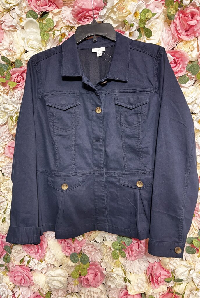 navy long sleeve jacket button up