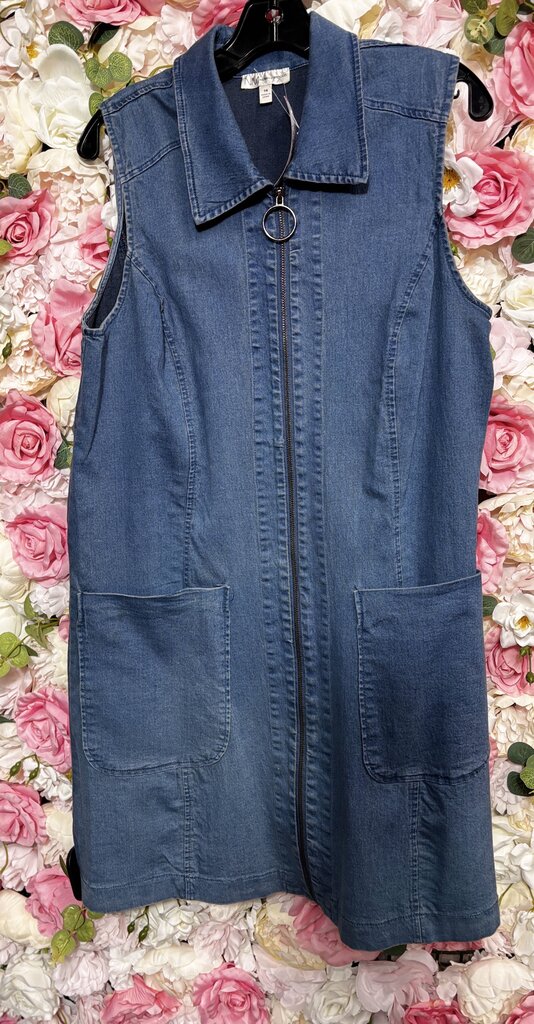 denim sleeveless zip up dress