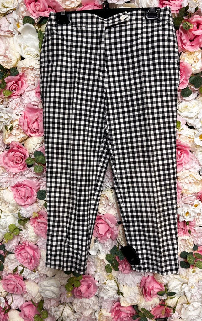 black white plaid crop pant