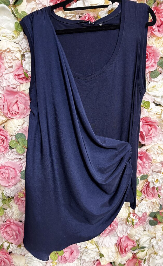 navy satin sleeveless top