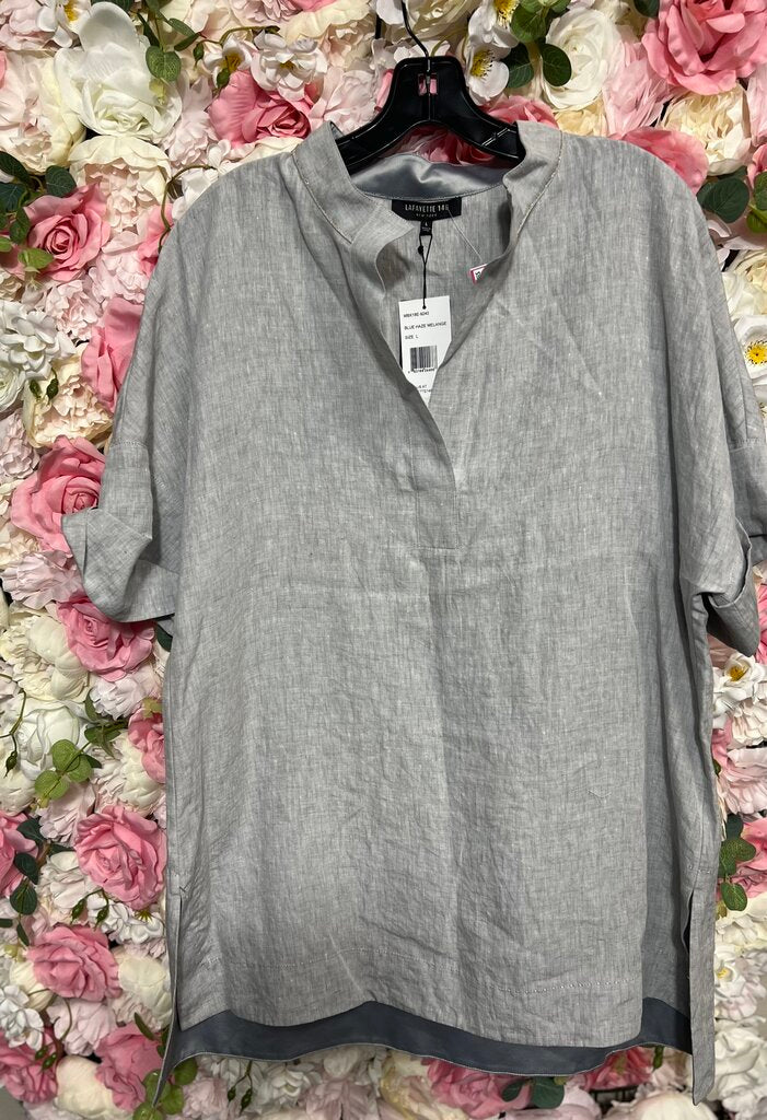 grey linen vneck blouse