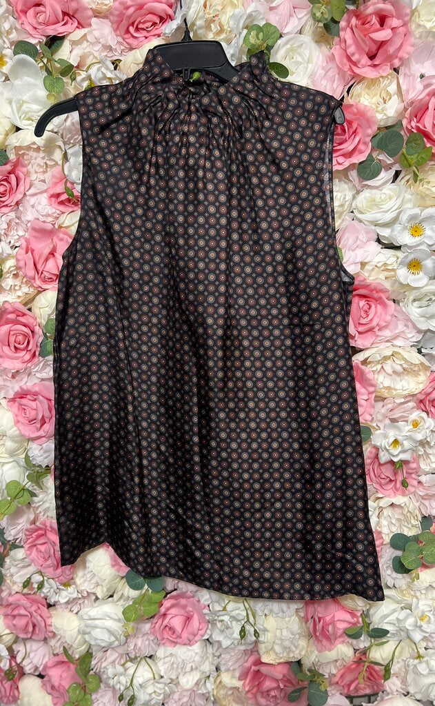 black sleeveless brown floral tank top