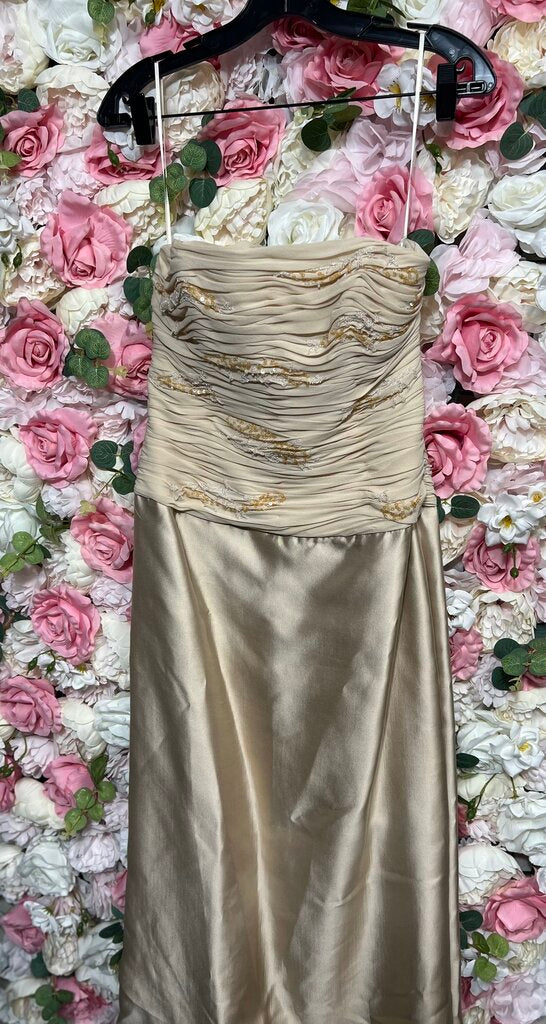 champagne maxi dress strapless