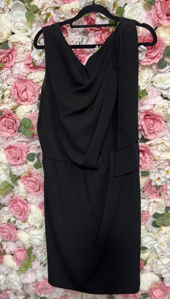 black wrap sleeveless dress