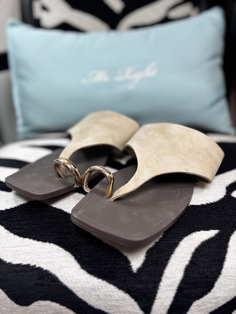 brown sandal gold beige leather