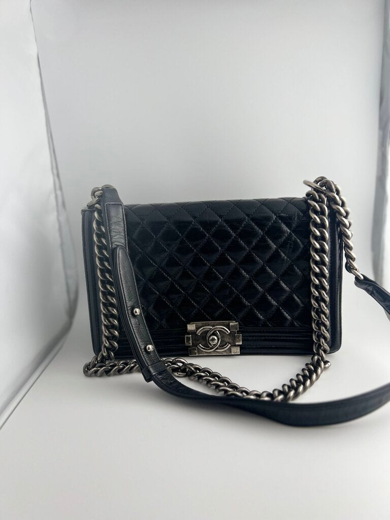 black Chanel boy bag