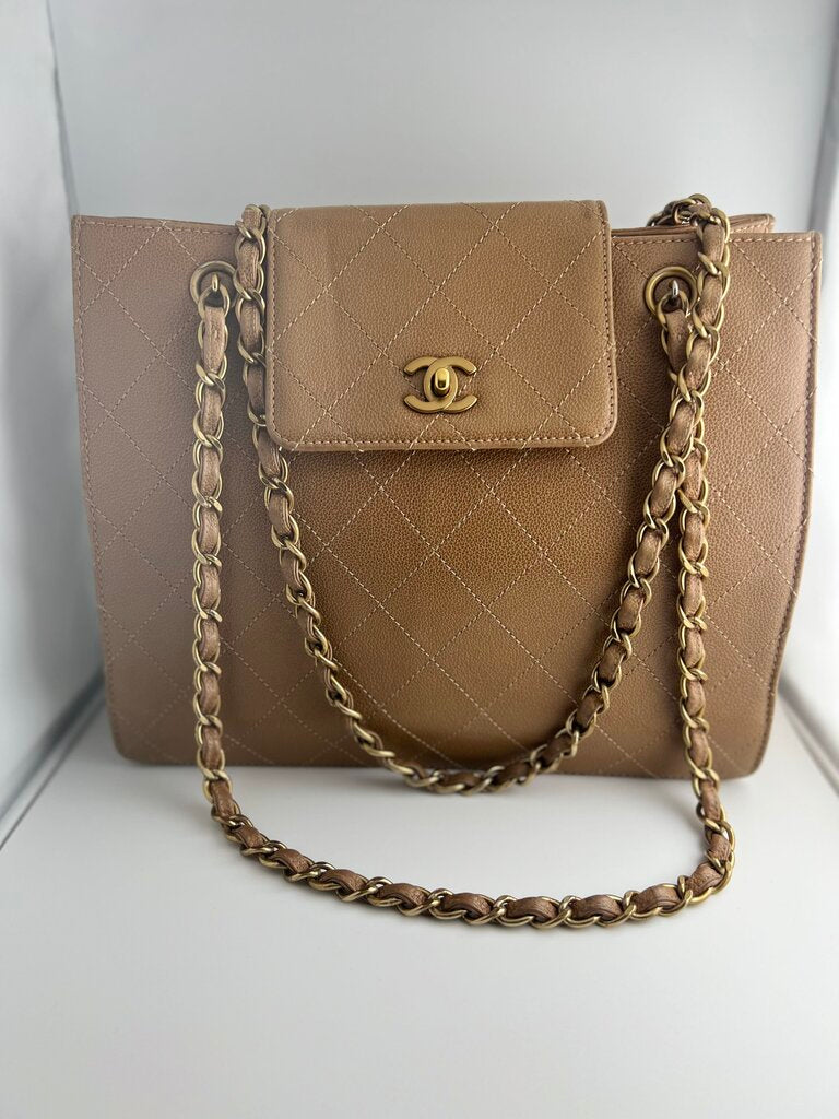Chanel brown quilted leather bag