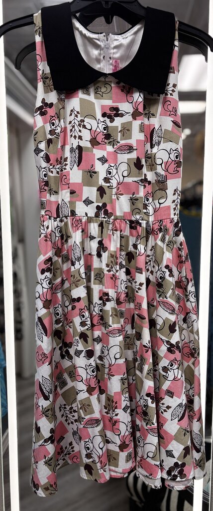 peter pan collar pink fall squirrel dress