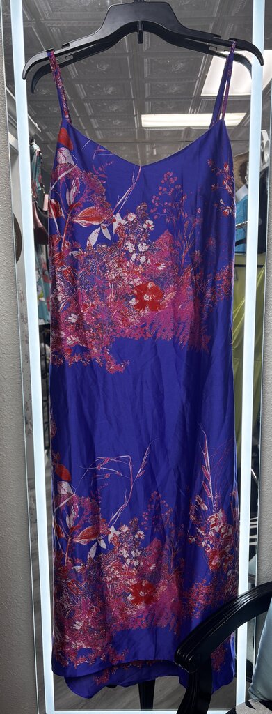 purple red floral spaghetti dress