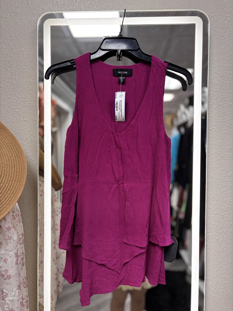 magenta vneck sleeveless top