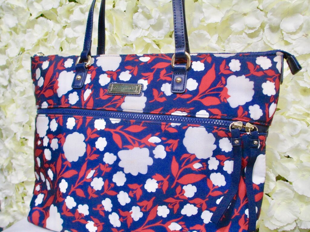 Navy floral tote bag