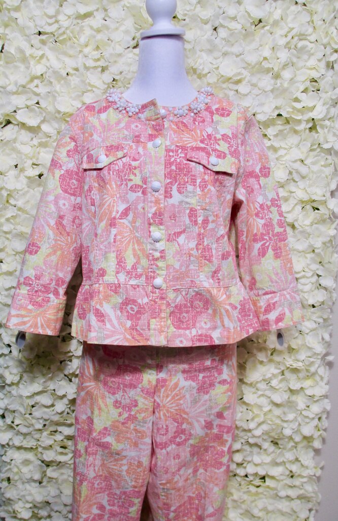 14 pink/green/orange 3/4 jacket set w/ jeans SET