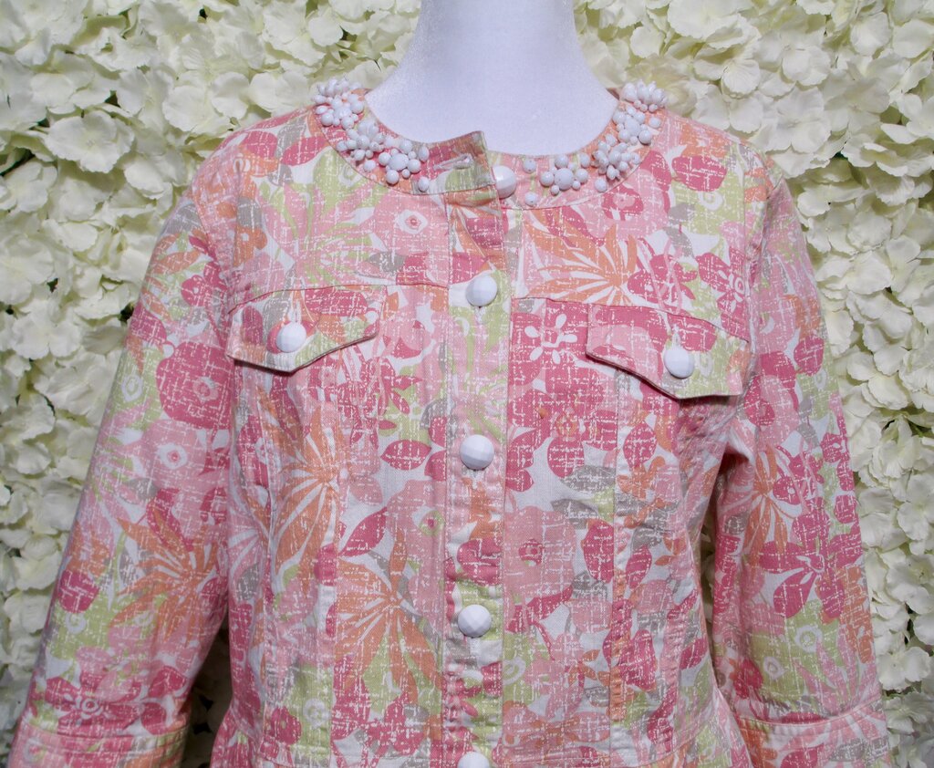 14 pink/green/orange 3/4 jacket set w/ jeans SET